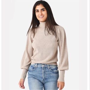 Ba&Sh Size M Eden Jumper Sweater 100% Wool Beige Turtleneck Ribbed